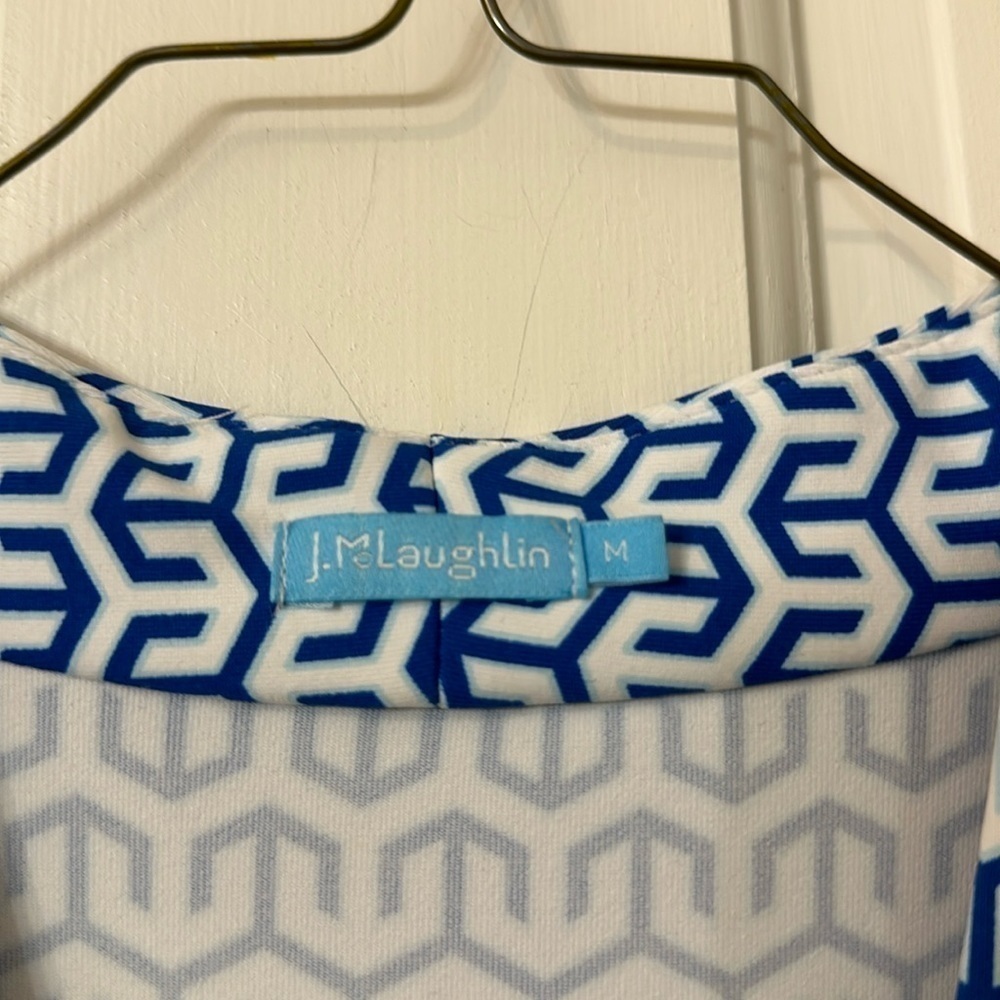 JMc Laughlin Ivana dress blue white geometric print dress Excellent condition M - Picture 4 of 5